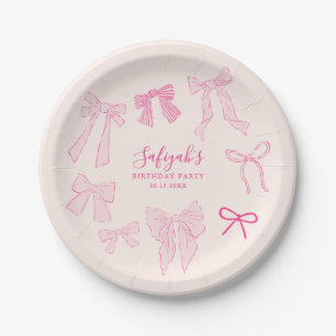 Assiettes En Carton Rubans Coquette Rose Anniversaire Plaques Papier