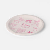 Assiettes En Carton Rubans Coquette Rose Anniversaire Plaques Papier (Angle)