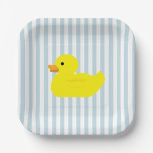 Assiettes En Carton Rubber Canard Bleu Bande