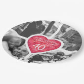 Assiettes En Carton Ruby 40e anniversaire de mariage coeur quatre phot (Angle)