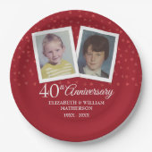 Assiettes En Carton Ruby 40e anniversaire du Mariage 2 Photo (Devant)