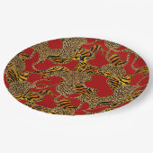 Assiettes En Carton Ruby Léopard Baroque Luxe Or (Angle)