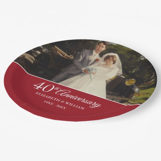 Assiettes En Carton Ruby photo Mariage du 40e anniversaire (Angle)