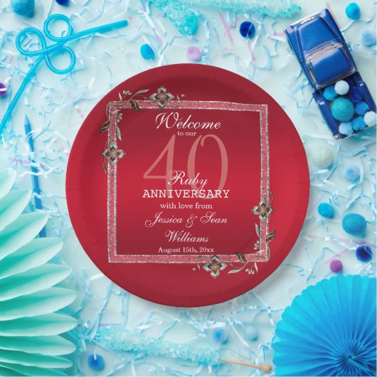 Assiettes En Carton Ruby Red Gems & Parties scintillant Ruby 40E Maria (Fête)