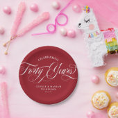Assiettes En Carton  Ruby Red Script Tourbillonnant 40e anniversaire d (Fête)