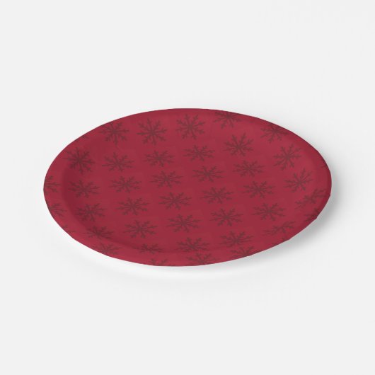 Assiettes En Carton Ruby Red Snowflake Motif (Angle)