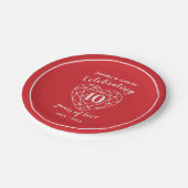 Assiettes En Carton Ruby rouge anniversaire 40 ans plaques de fête (Angle)