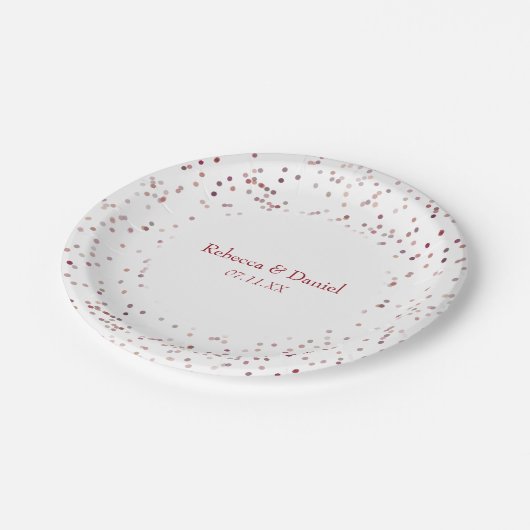 Assiettes En Carton Ruby Stardust Confetti (Angle)