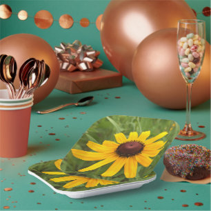 Assiettes En Carton Rudbeckia jaune vif Photographie Pique-nique