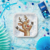 Assiettes En Carton Rudolph With Blue Snowflakes (Fête)