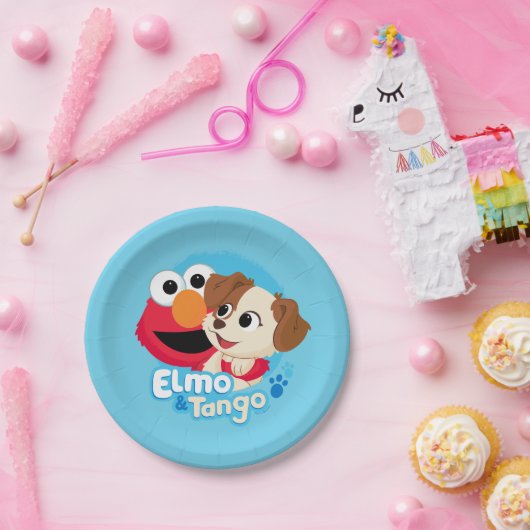 Assiettes En Carton Rue Sésame | Badge Elmo & Tango (Fête)