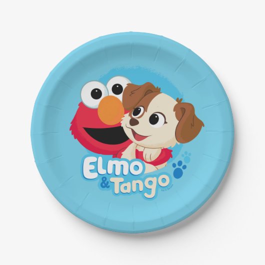 Assiettes En Carton Rue Sésame | Badge Elmo & Tango (Devant)