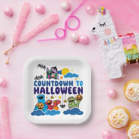 Assiettes En Carton Rue Sésame | Compte à rebours pour Halloween (Fête)