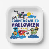 Assiettes En Carton Rue Sésame | Compte à rebours pour Halloween (Recto)