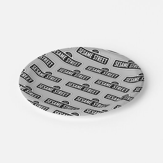 Assiettes En Carton Rue Sésame | Logo B&W (Angle)