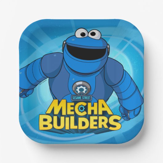 Assiettes En Carton Rue Sésame | Méca Builders Cookie In Action (Recto)