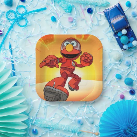 Assiettes En Carton Rue Sésame | Méca Builders Elmo En Action (Fête)