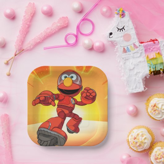Assiettes En Carton Rue Sésame | Méca Builders Elmo En Action (Fête)