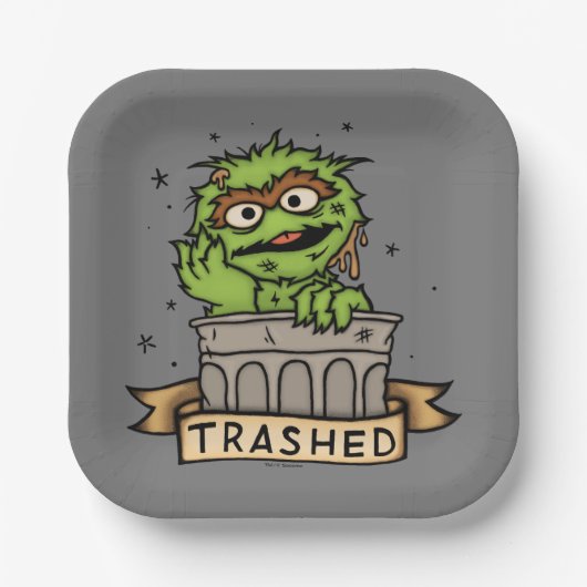 Assiettes En Carton Rue Sésame | Oscar the Grouch Trashed (Recto)