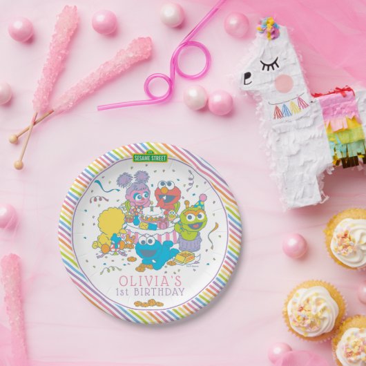 Assiettes En Carton Rue Sésame | Premier anniversaire du bébé (Fête)