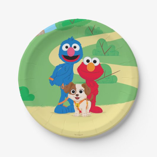Assiettes En Carton Rue Sésame | Tango Avec Grover & Elmo (Devant)