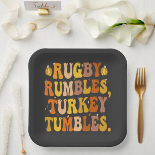 Assiettes En Carton Rugby Rumbles Turquie Tumbles Drôle Thanksgiving