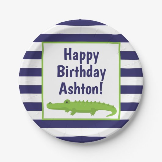Assiettes En Carton Rugby Stripes Alligator Plaques personnalisées (Devant)