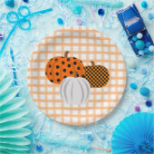 Assiettes En Carton Russe Automne Citrouille Orange Plaid Thanksgiving (Fête)
