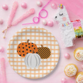 Assiettes En Carton Russe Automne Citrouille Orange Plaid Thanksgiving (Fête)