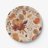 Assiettes En Carton Russe Beige Brown Érable Feuille Mariage d'automne (Devant)