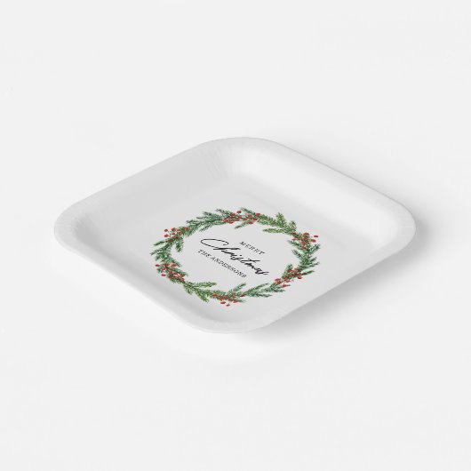 Assiettes En Carton Russe Berry Wreath Noël (Angulaire)