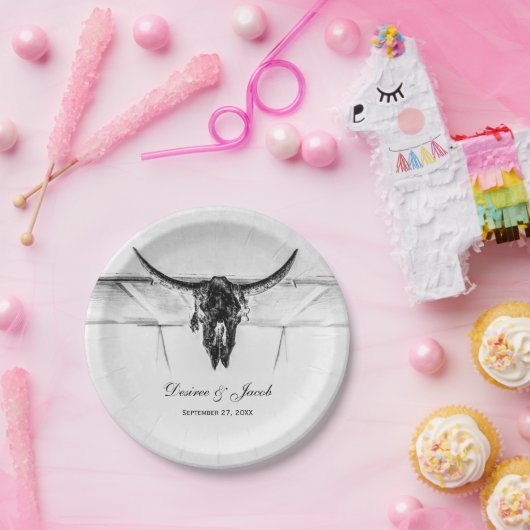 Assiettes En Carton Russe Blanc Noir Vache Occidental Mariage crâne (Fête)