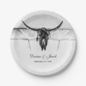 Assiettes En Carton Russe Blanc Noir Vache Occidental Mariage crâne (Devant)