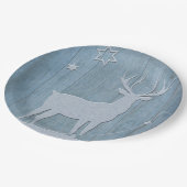 Assiettes En Carton Russe Bleu Bois Reindeer Pays Noël (Angle)