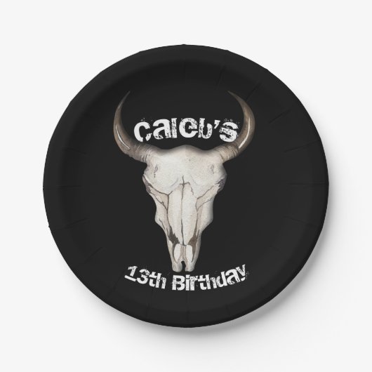 Assiettes En Carton Russe Boho Bohemian Cow Bull fête d'anniversaire (Devant)