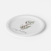 Assiettes En Carton Russe Bois Cerf Aquarelle Noël (Angle)