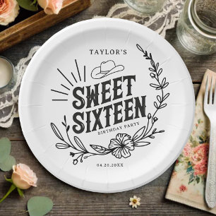 Assiettes En Carton Russe Cowgirl Floral Sweet sixteen fête d'annivers