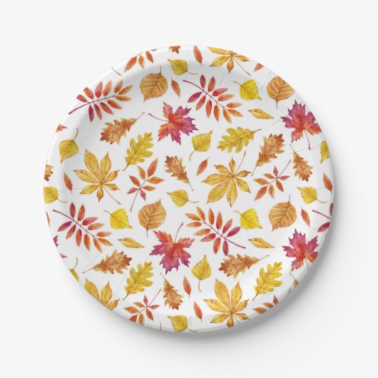 Assiettes En Carton Russe d'automne quitte Motif Thanksgiving (Devant)