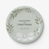 Assiettes En Carton Russe Eucalyptus Mariage vert à la menthe (Devant)