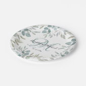 Assiettes En Carton Russe Eucalyptus Sage Vert Mariage d'aquarelle (Angle)