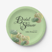 Assiettes En Carton Russe Fête des mariées automne Aspen Feuille vert  (Devant)