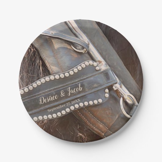 Assiettes En Carton Russe Mariage Brown Pays Western Horse (Devant)