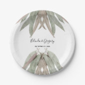 Assiettes En Carton Russe Mariage feuille Eucalyptus (Devant)