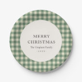 Assiettes En Carton Russe Vert En vichy moderne Noël (Devant)