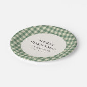 Assiettes En Carton Russe Vert En vichy moderne Noël (Angle)