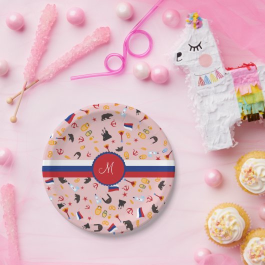 Assiettes En Carton Russie avec amour - Monogramme russe (Fête)