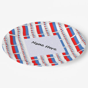 Assiettes En Carton Russie Drapeau Russe Personnalisation Noir en Carr