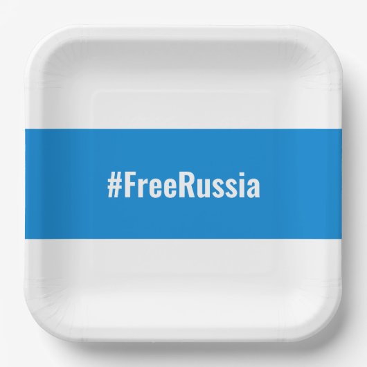 Assiettes En Carton Russie libre - Anglais - Bleu blanc Drapeau (Recto)