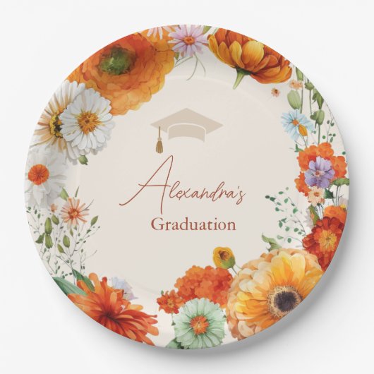 Assiettes En Carton Rust Fleurs en terre cuite Burnt Orange Graduation (Devant)