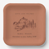 Assiettes En Carton Rust Orange Pine Woods Mountain Sketch Mariage (Recto)